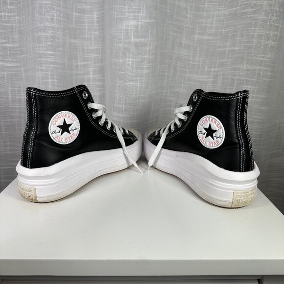 Converse Chuck Taylor All Star Move Leather Platform High-Top Sneakers Black 8 - Picture 11 of 15